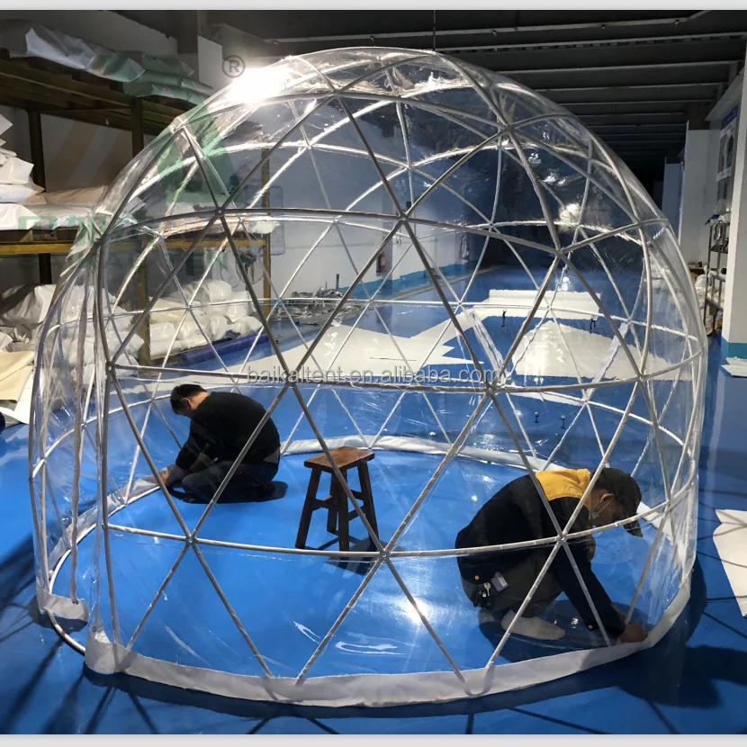  transparent 3.6m diameter luxury outdoor camping plastic igloo dome