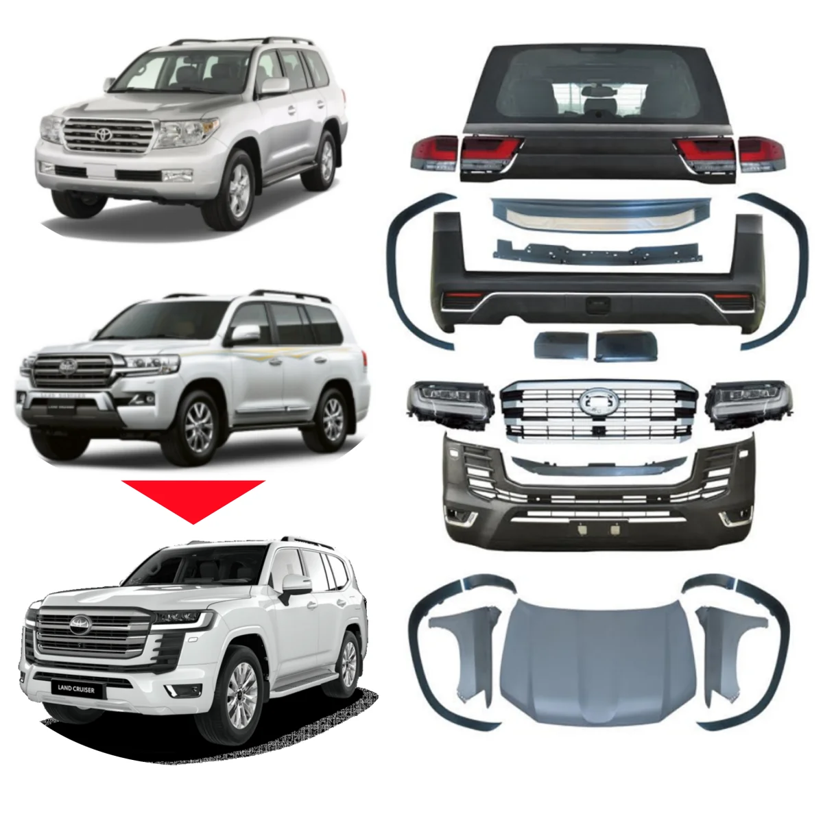 Высокая точность LC200 FJ200 08-20 обновление до LC300 обвес для подтяжки лица Toyota Land Curisier