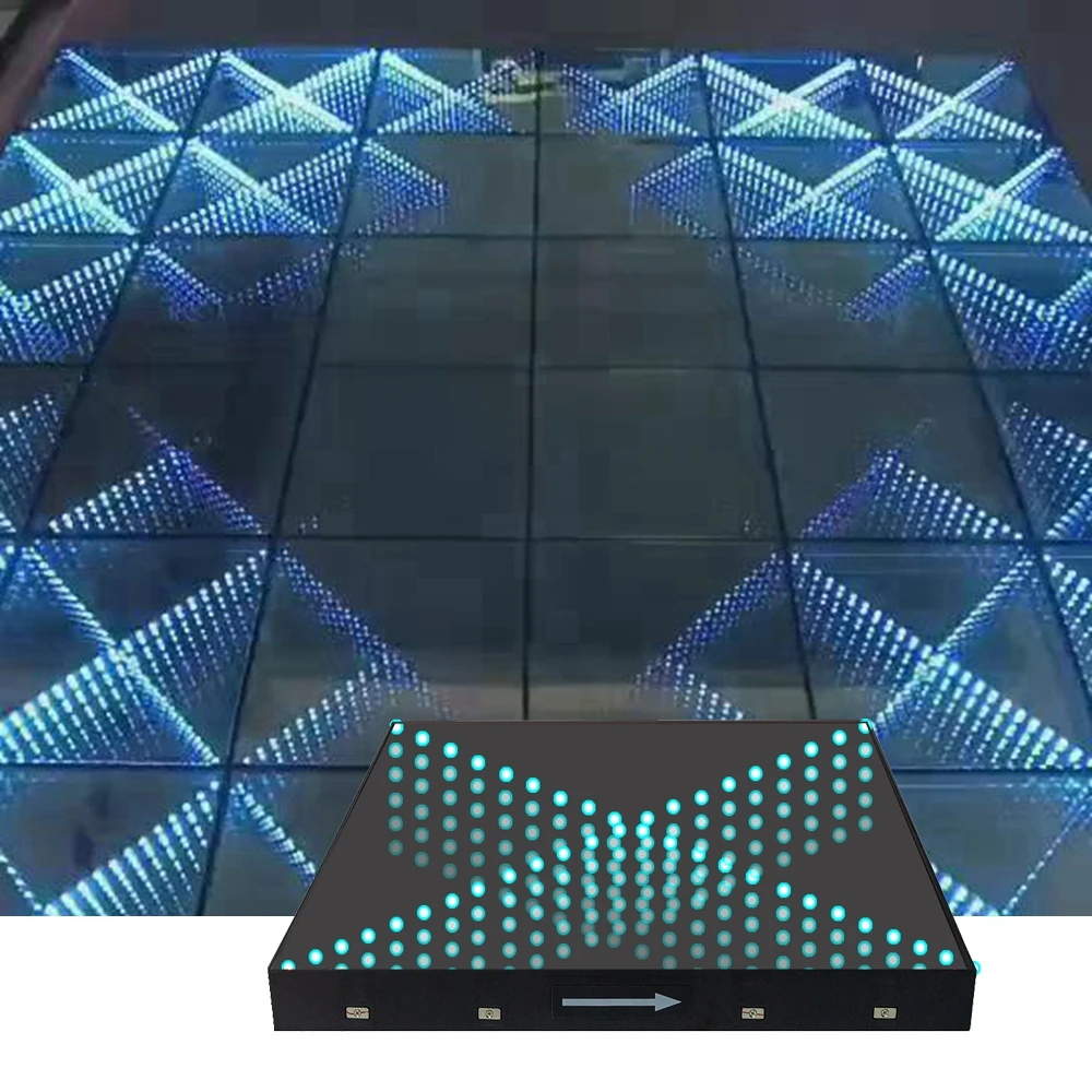 Movable Exhibition wedding dance floor led Infinity 3D Cross X 3d infinity mirror video light led dance floor luc for Event