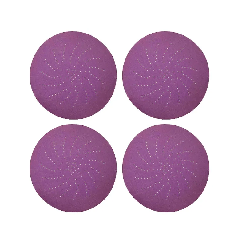Factory direct multi hole purple sandpaper sheet 6 inch self-adhesive flocking sandpaper abrasive sandpaper for wood