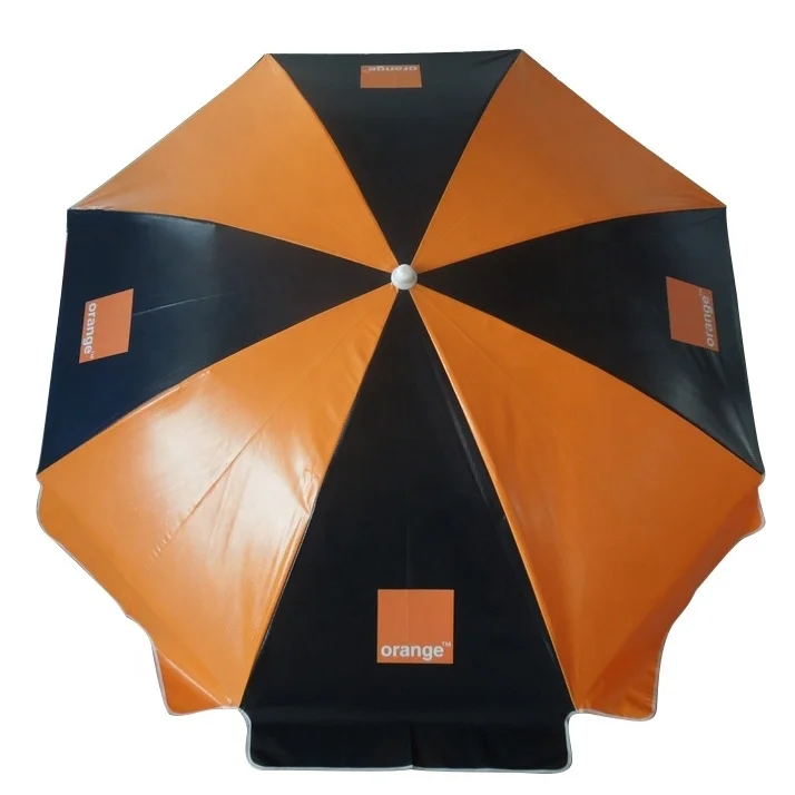2m Fanta Promotional Orange Color Beach Sun Umbrella with Logo Full Color Pattern Umbrellas