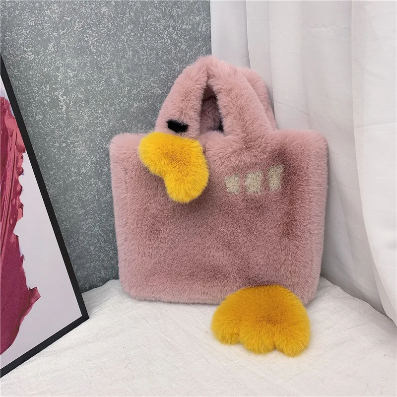 High Quality Fashion Plush Bag Small Yellow Duck Cross-body Tote Bag Matching Shoes And Clothing For Winter