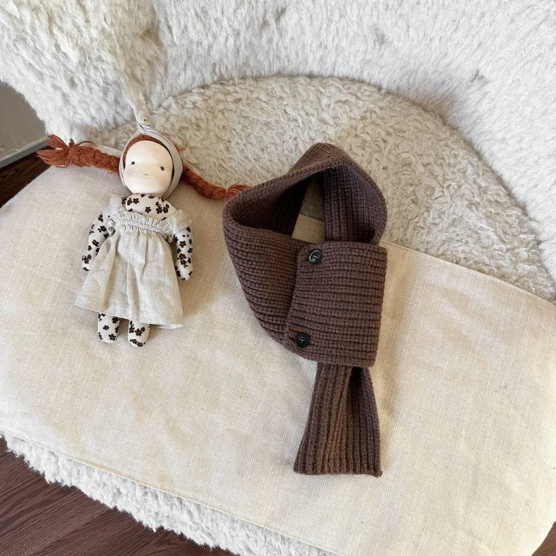 BESTELLA Brand Hot Ins Style Autumn and Winter Warm Knitted Polyester Scarf with Cartoon Child Solid Pattern for Kids
