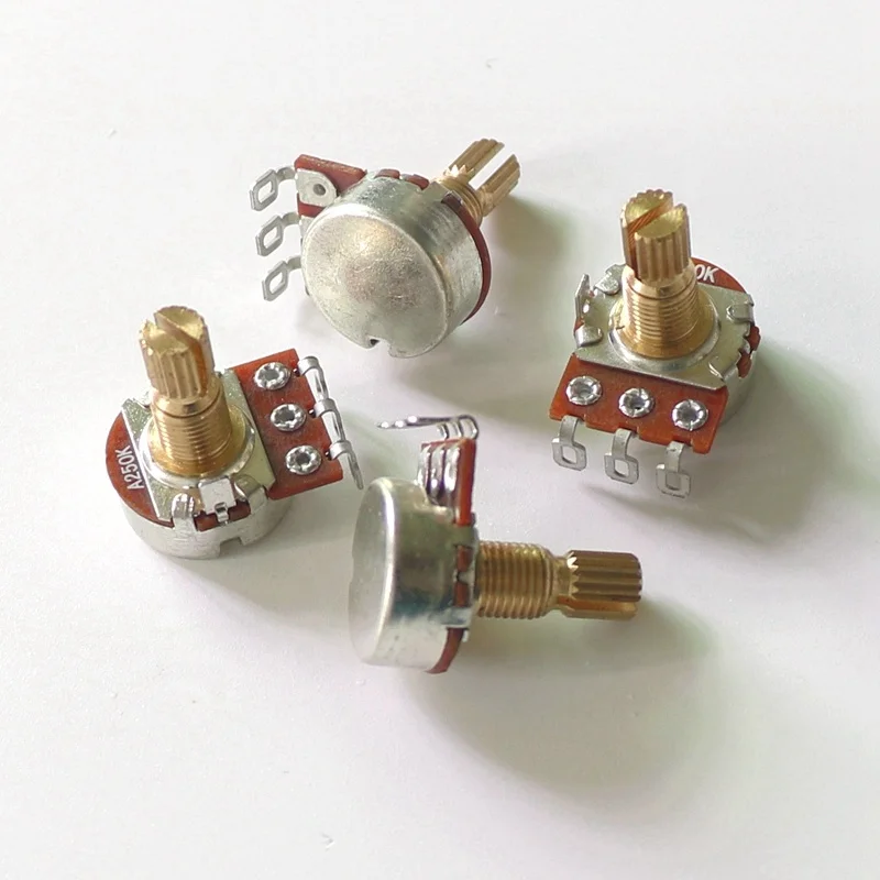 Donlis 250K/500K 15mm Brass shaft Mini guitar pots in A/B style for ST TL LP Guitar Bass volume tone control