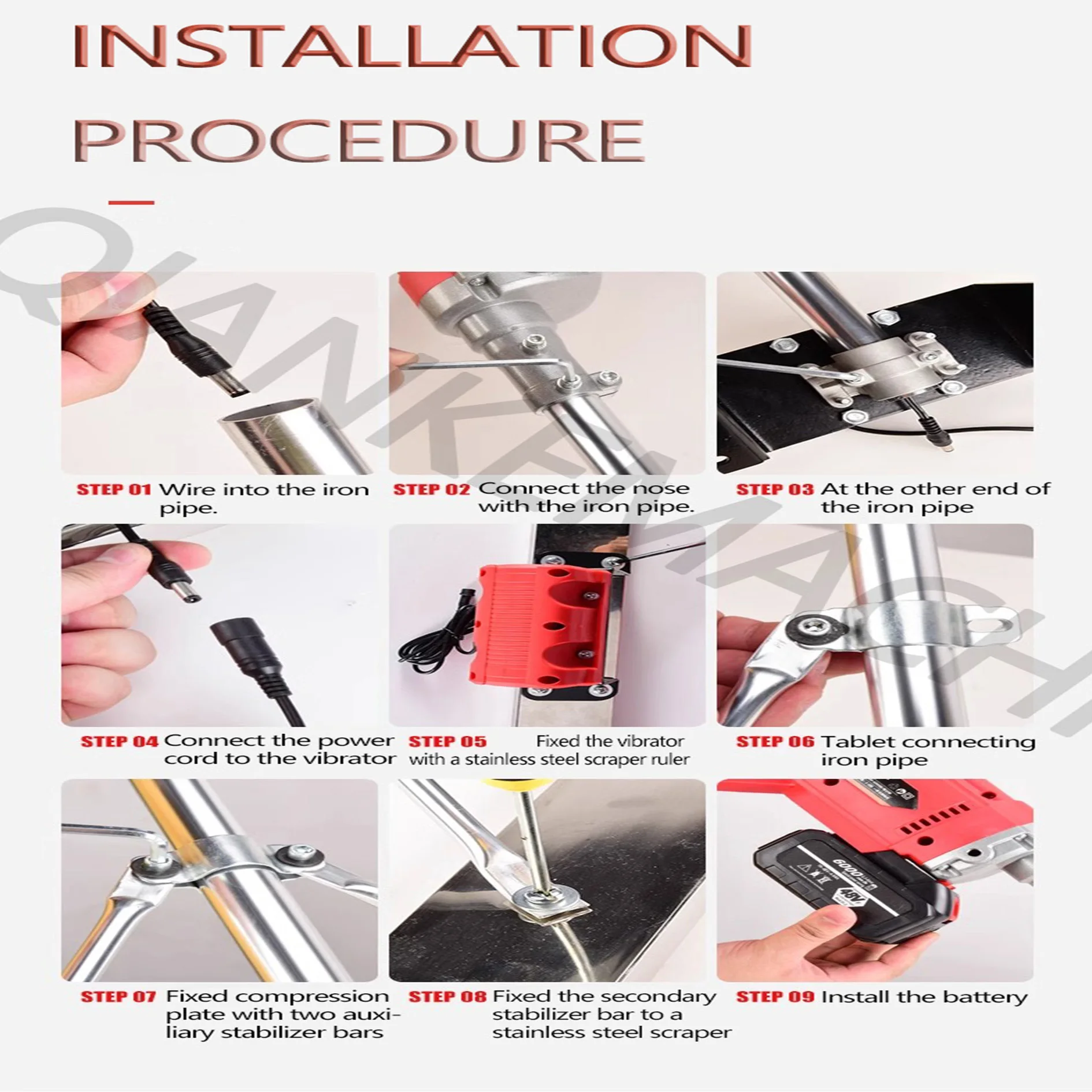 Construction Stainless Steel Concrete Reinforced Vibration Plane Surface Finmachine Concrete Flat Plate And Vibration Motor