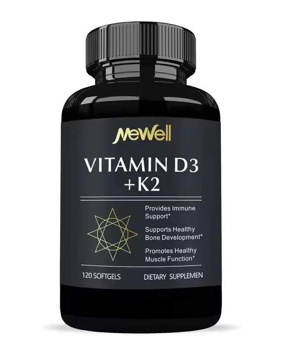 Plant-Based Vitamin D3 + K2 Herbal Supplements 5000iu & 100mcg As MK-7 Softgels
