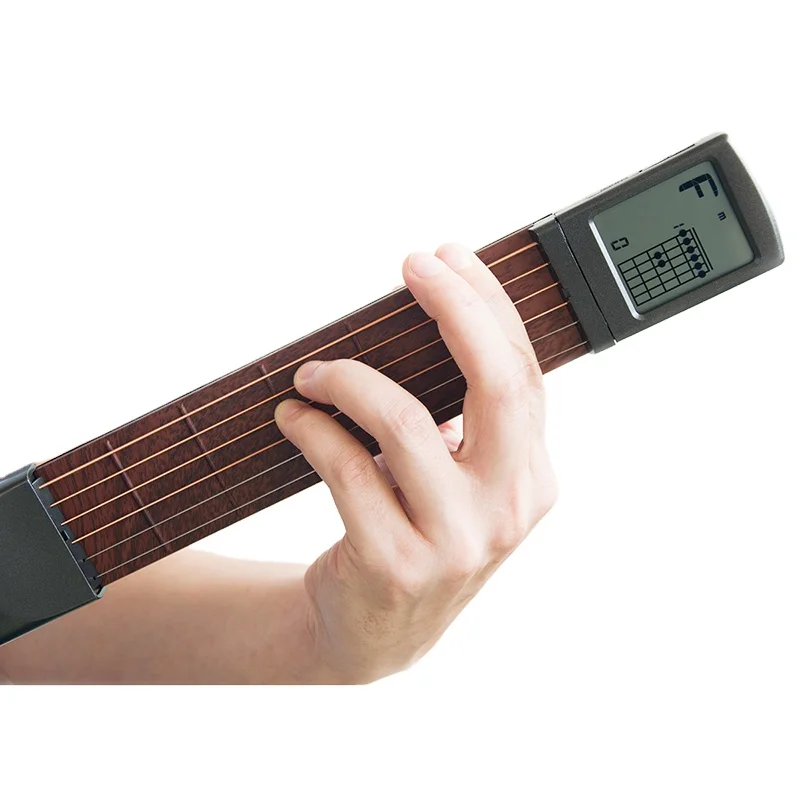 Pocket Guitar Chord Practice Tool Guitar Neck Trainer with Digital Screen Portable Fretboard Exercise Tool for Beginner