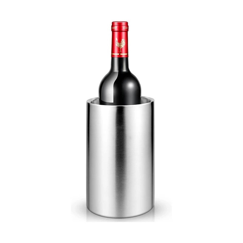 Premium Iceless Double Walled Stainless Steel Wine Bottle Cooler Insulated Champagne Beer Ice Bucket