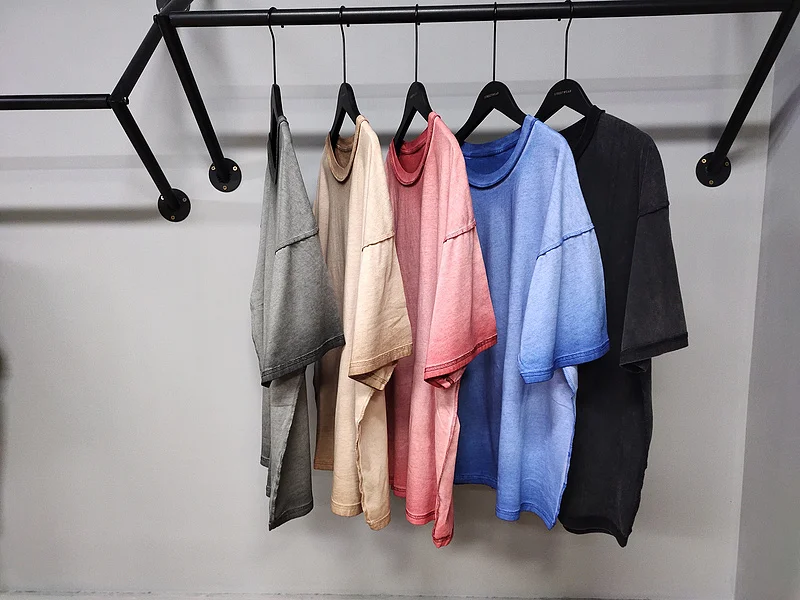 Мужская промытая футболка, черная футболка с постепенным изменением уровня кислоты, в наличии, 8813