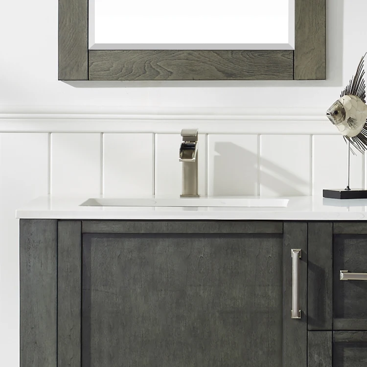 HILITE Luxury Hotel Wall-Hung Double Mirror Carrara Quartz Stone Countertop With Basin 2022 New Bathroom Cabinet Set Modern