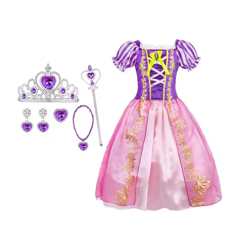 Kids TV & Movie Halloween Costume Princess Dress Up Christmas Gift Party Cosplay Birthday Rapunzel Dress With Accessories