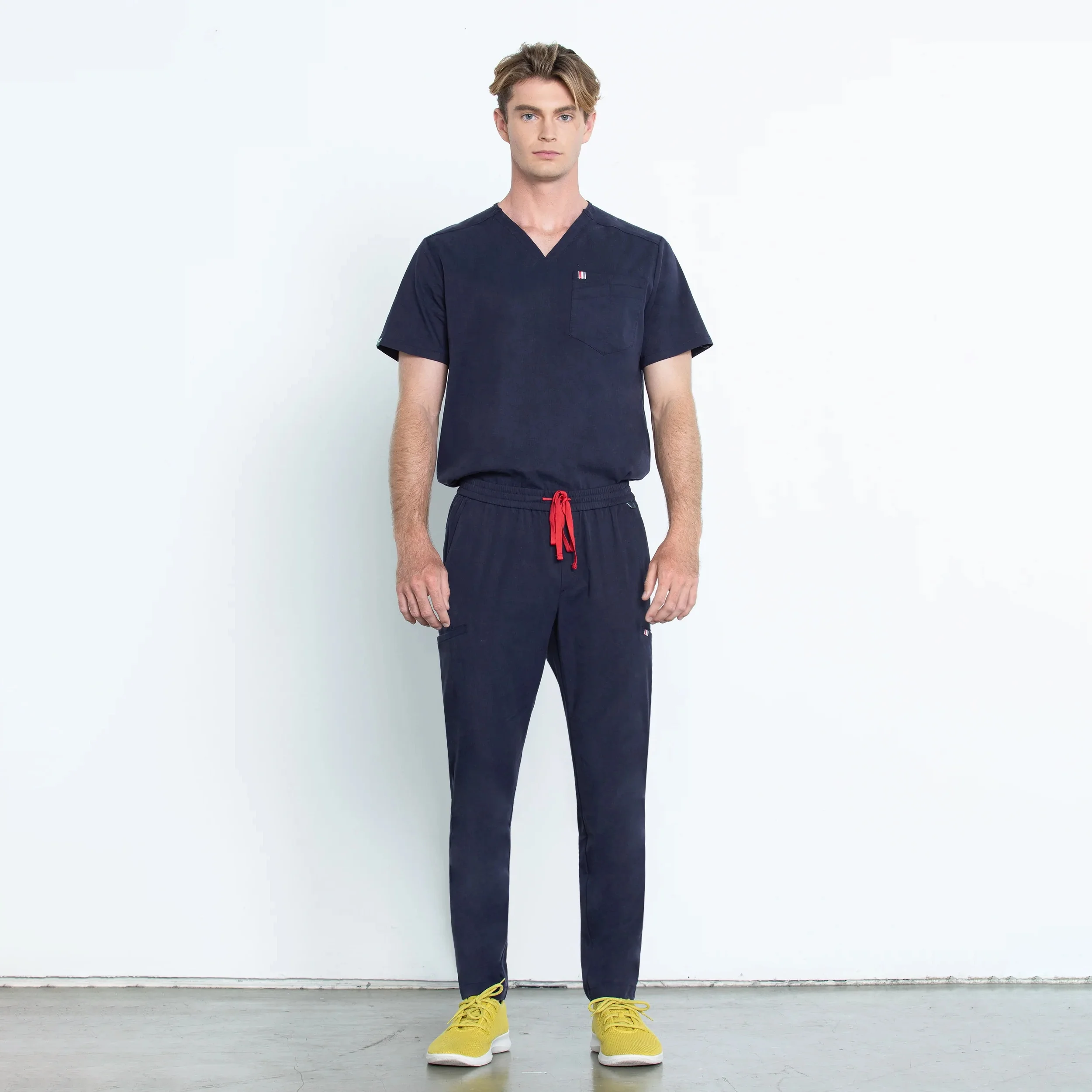 Fashionable high quality nurse scrubs Uniform V-Neck Pocket Men Medical cherokee Scrubs Uniforms Sets unisex scrubs wholesale