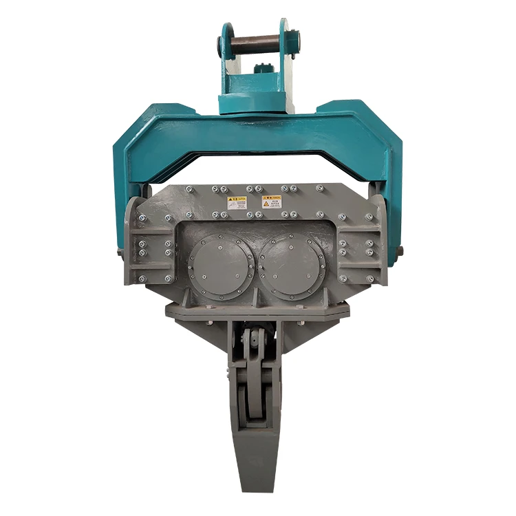 Vibratory Sheet Pile using the excavator down force, vibrating pile hammer and body weight to sink pile into the soi