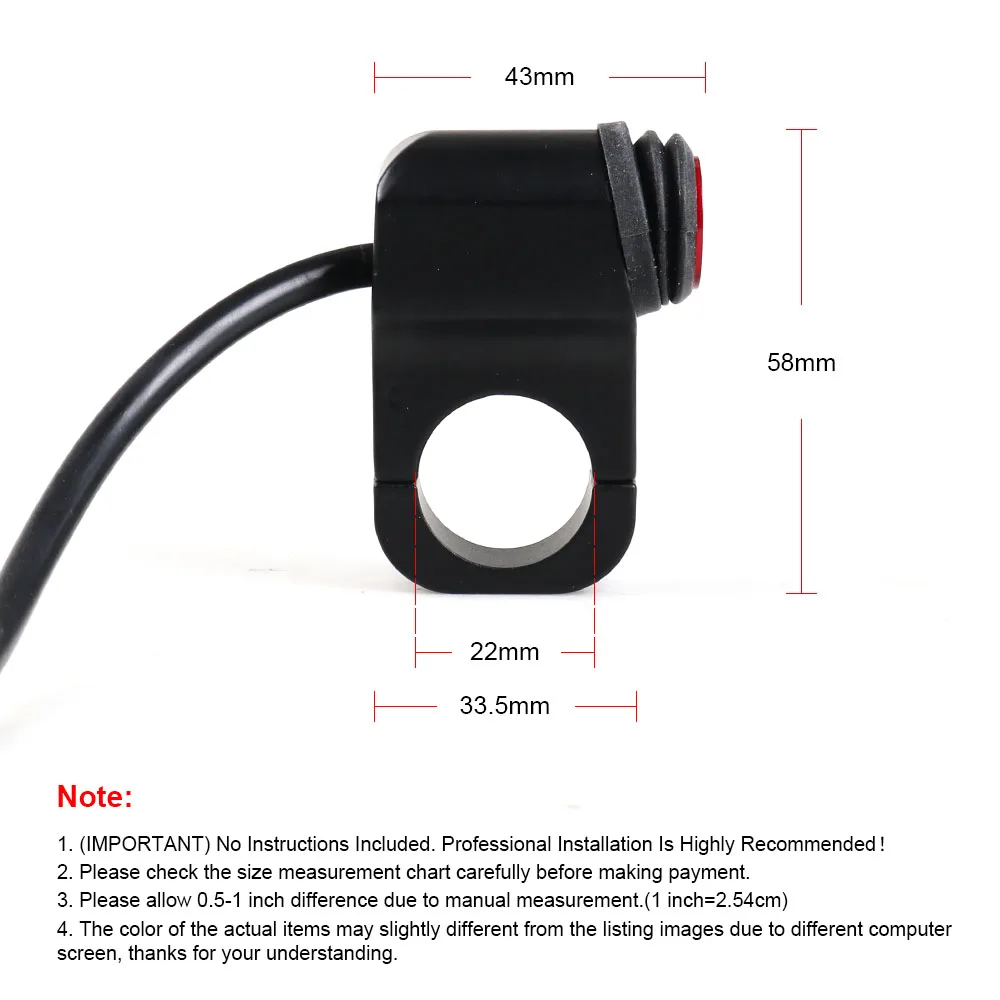 AlcantaLED  Motorcycle Aluminium Alloy Switches 22mm Handlebar Headlight Switch 3 Wires Waterproof other car light accessories