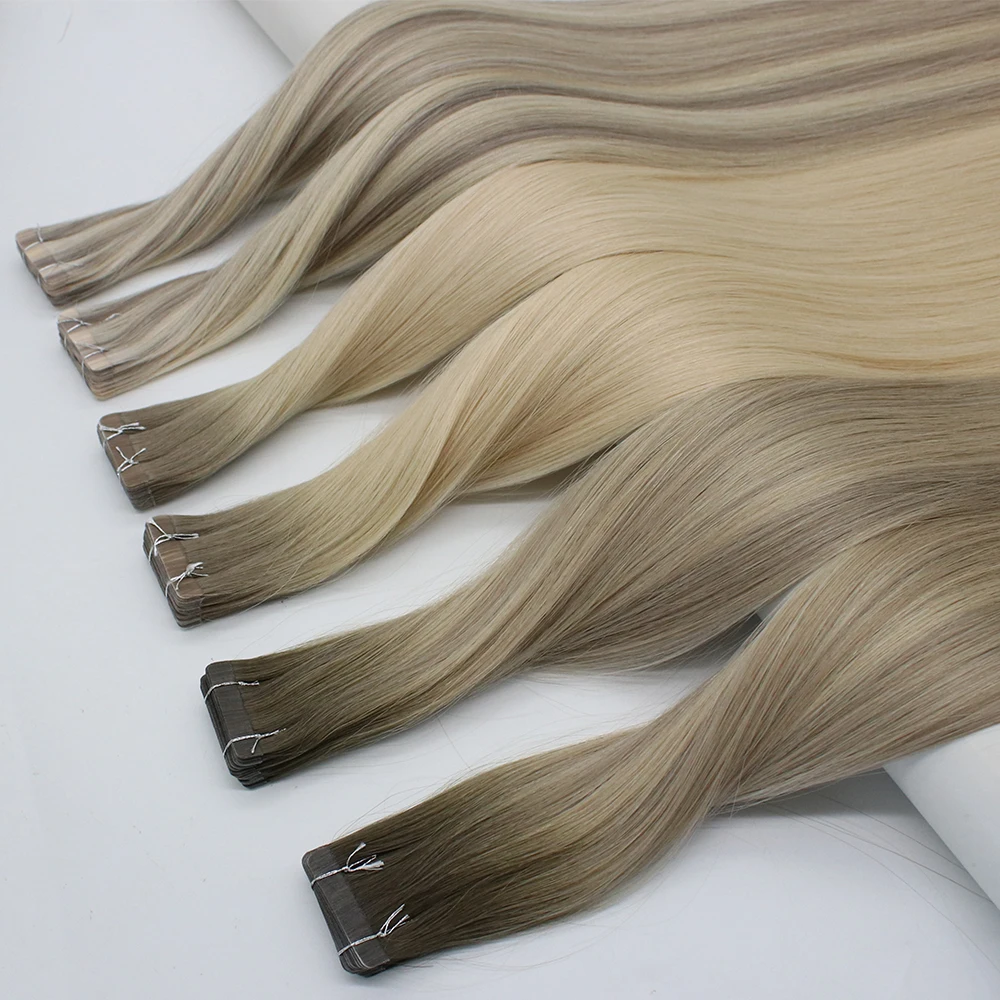 Фабрика Fangcun, оптовая продажа, двойные европейские российские человеческие волосы, 100% Реми лента для наращивания волос