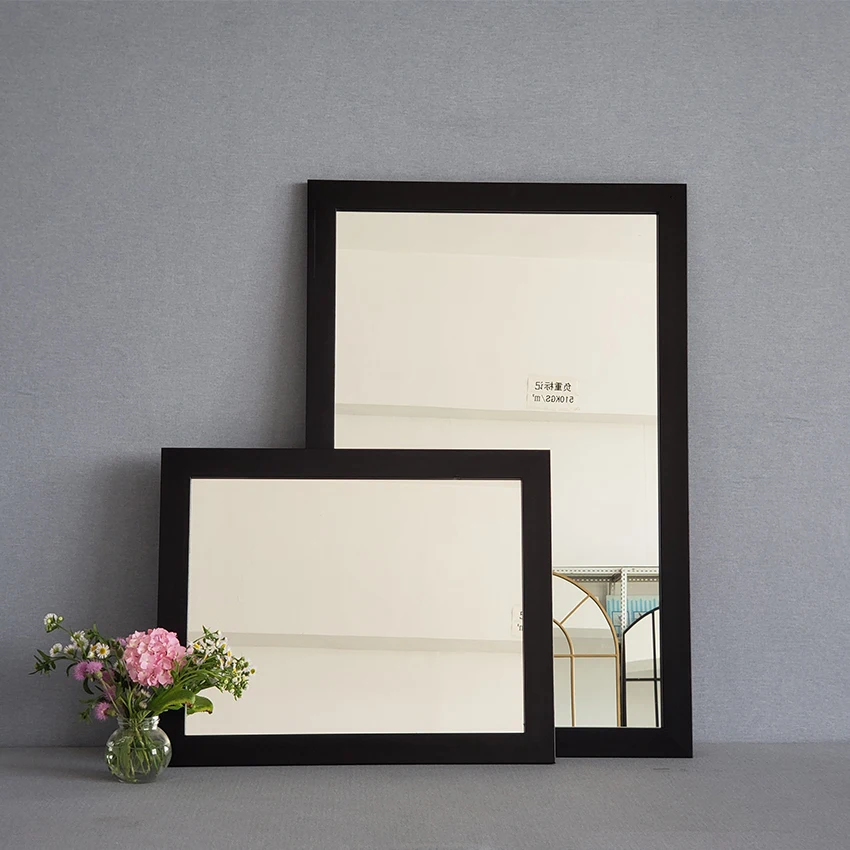 black PVC wooden frame rectangular bathroom living room dressing room  glass wall mounted mirror for bedroom Entryway