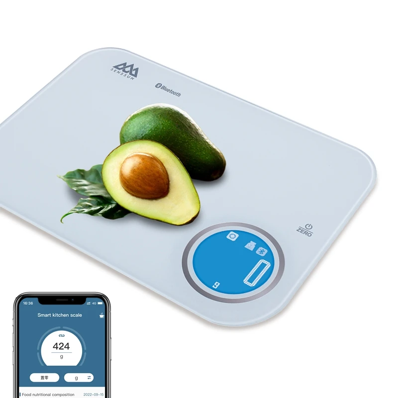 5kg/11lb Round LCD Balance Wireless Balanza Nutrition values Smart Nutritional Kitchen food Scale