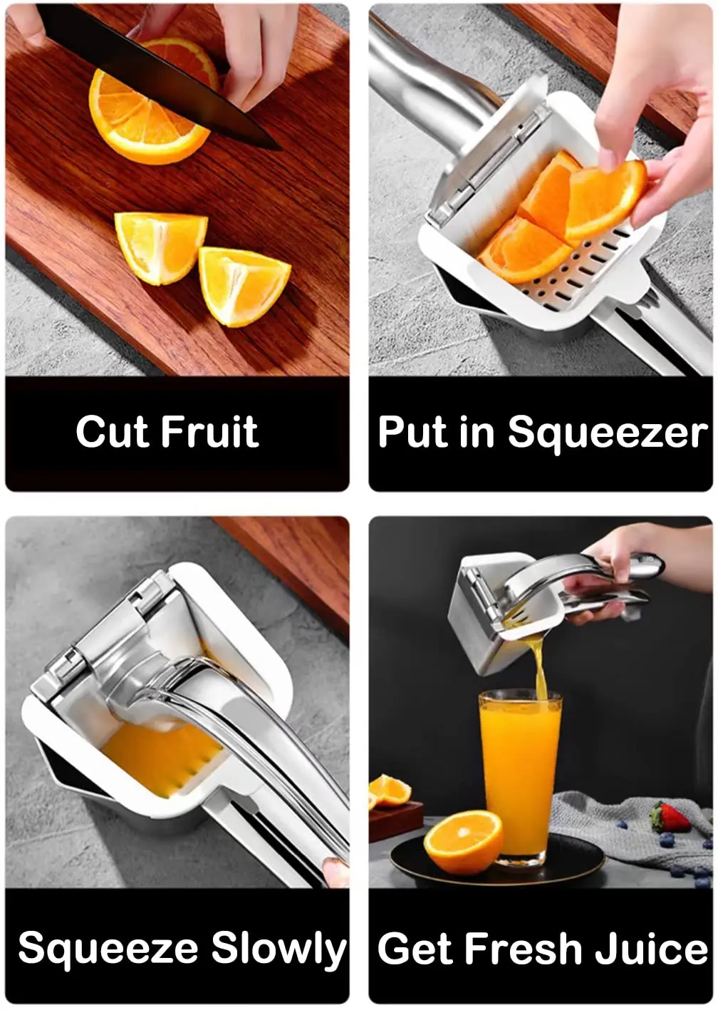 Real Stainless Steel Lemon Squeezer Citrus Juicer Hand Press Heavy Duty Manual Squeeze Juice Extractor Maker