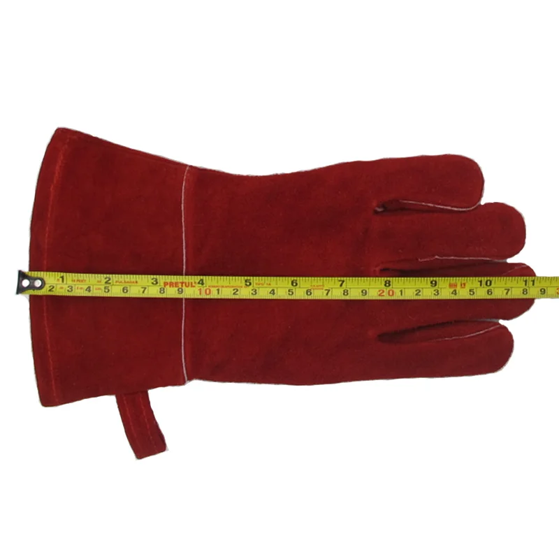 11 inch Children BBQCooking Protective Cow Split Leather Mitts Oven Grill Fireplace Barbecue Glove Set Heat Resistant BBQ Gloves