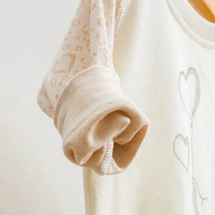 Organic cotton heart shaped animal bodysuit baby children pajamas baby clothing set