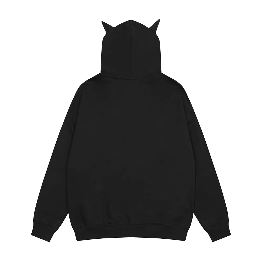 Demon Horn Ox Horn Sweatshirt 100 Cotton Long Sleeve Printed Oversize Pullover Zip Up Hoodies