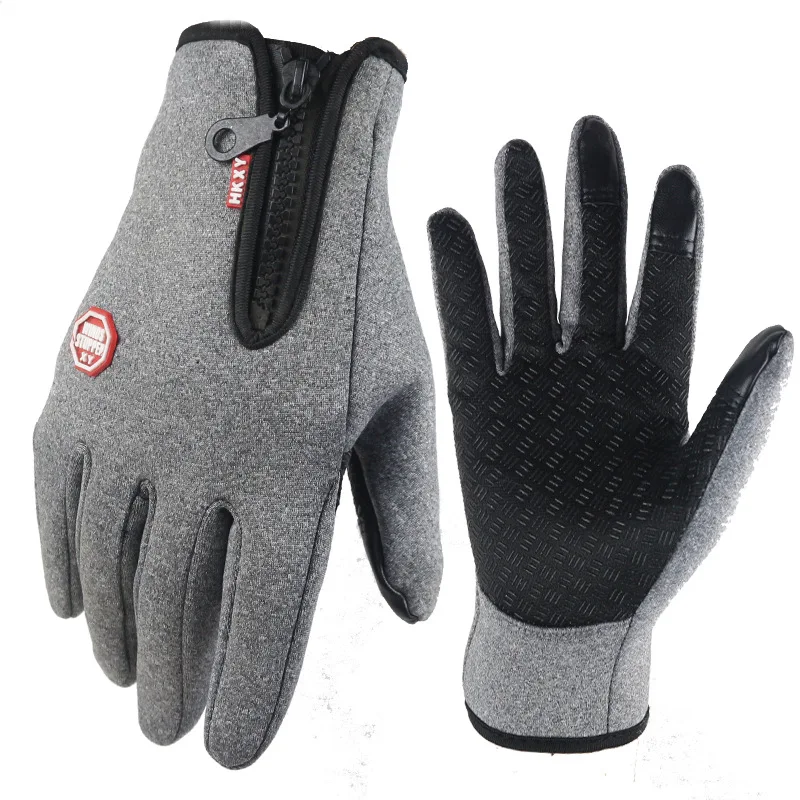 Winter Outdoor Ski Sports Non slip Gloves Zipper Touchscreen Warm for Running Cycling Motorcycle
