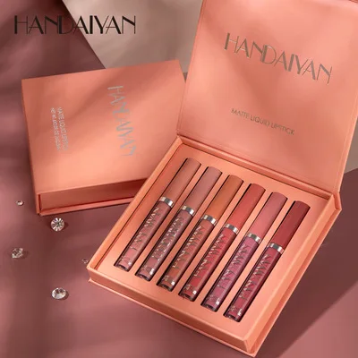 HANDAIYAN 6 PCS Lipstick Set Make-up for women Sexy Long Lasting Liquid Lipstick Glaze Set Nonstick Cup Waterproof beauty Makeup