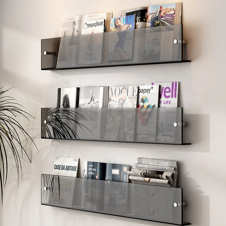 Modern Poster Newspaper Shelf Brochure Holder Racks Acrylic Wall Magazine Display Stand