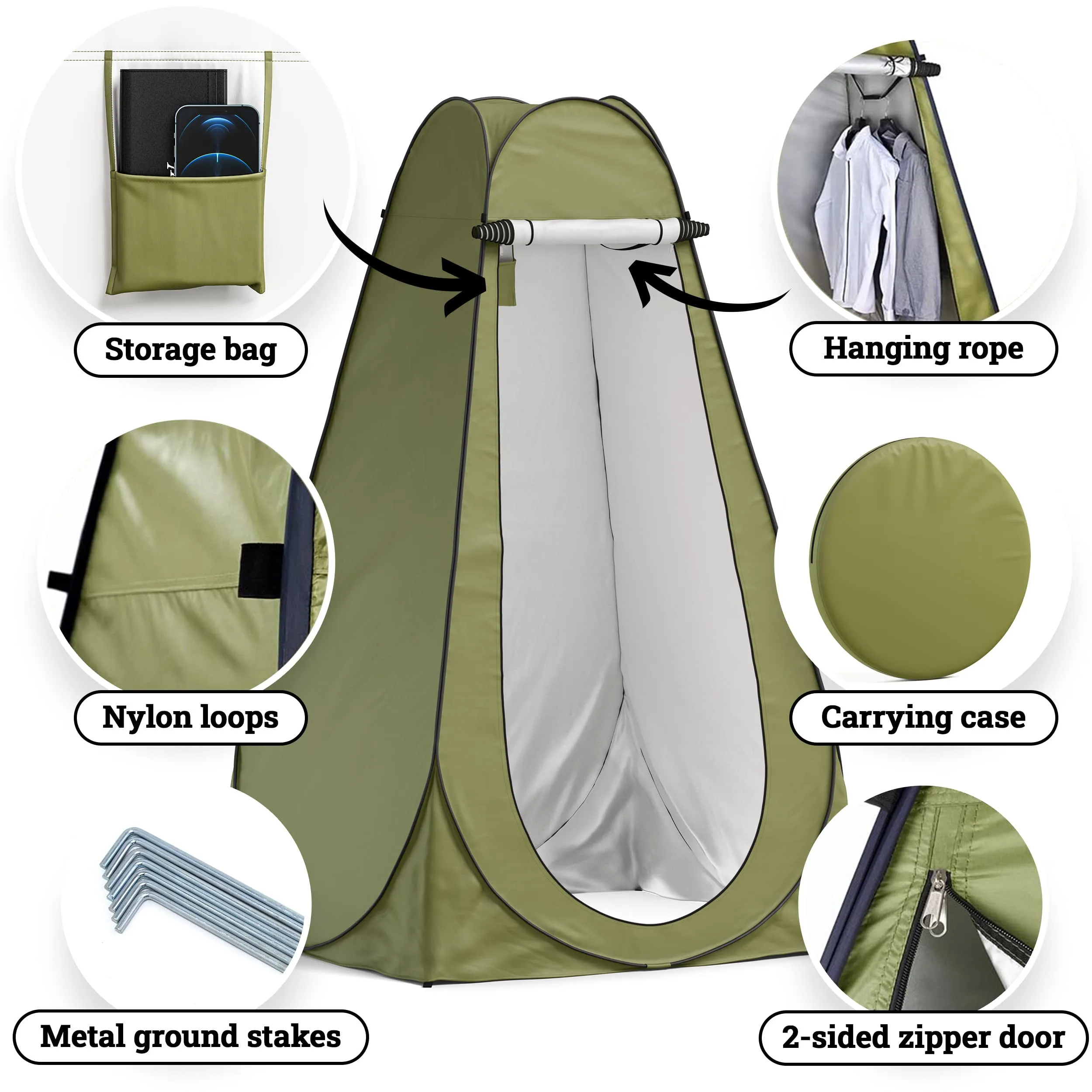 UPF 50+ Pop-Up Shower Tent Portable Toilet Changing  Room Instant Privacy Shelters tent for Outdoor Camp Beach