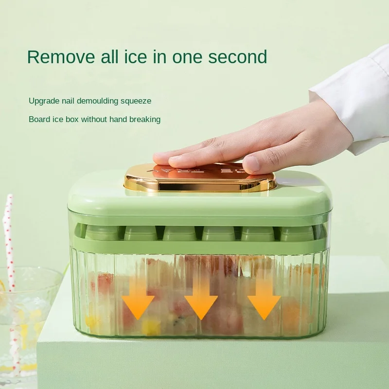 Ice Cube Tray Drink Jelly Freezer Mould Ice Maker Three Layer Ice Cube Tray Box with Lid Cover
