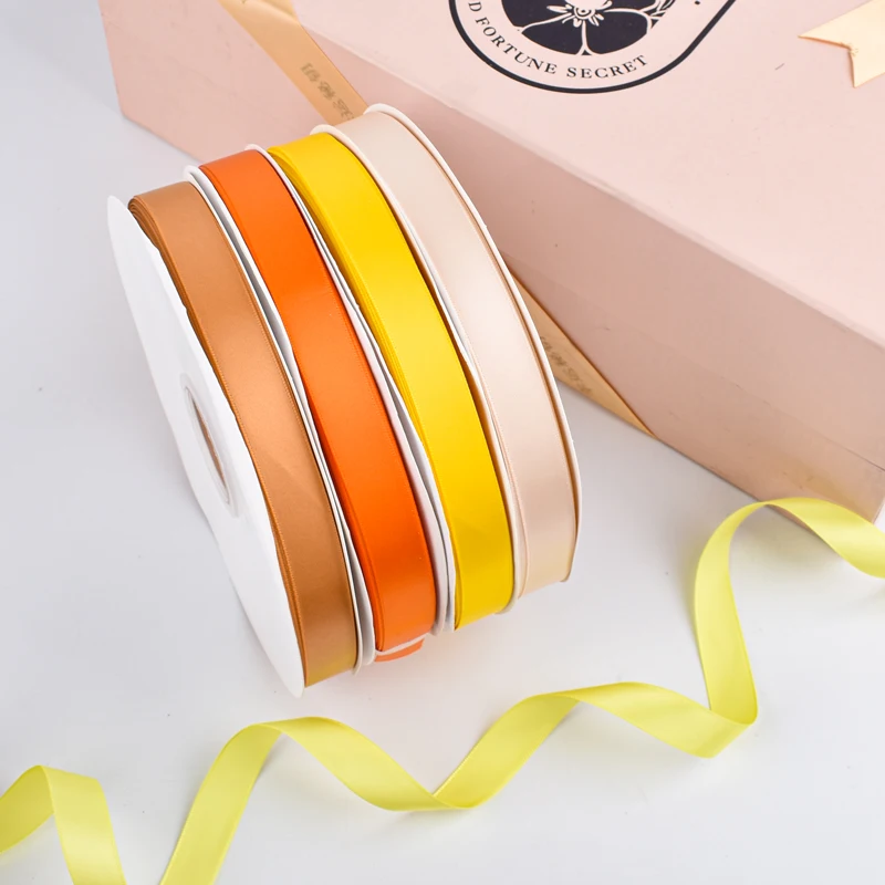 Wholesale Polyester ribbons Orange 5/8 inch 100yards 16mm ribbon roll satin ribbon for gift wrap