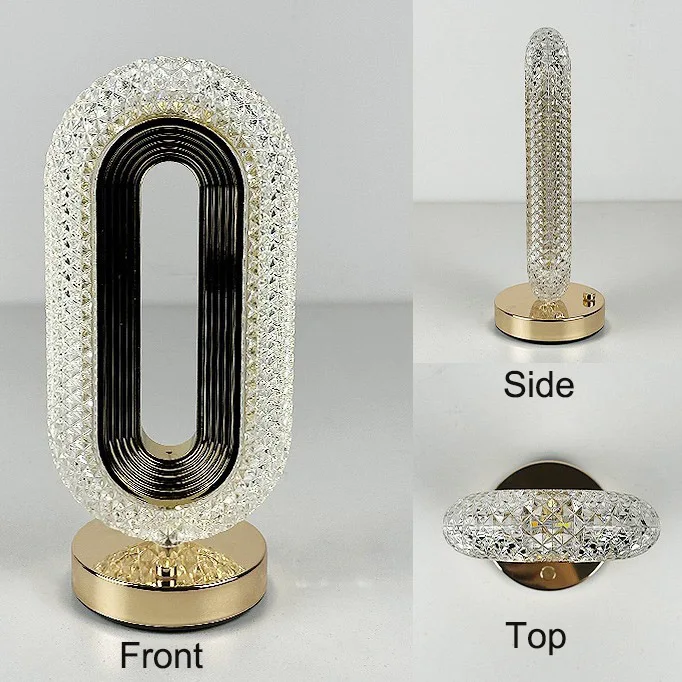 Luxury Restaurant Home Decoration Crystal Table Lamp 3 Color Temperature Touch Lamp Transparent lighting round shape led light l