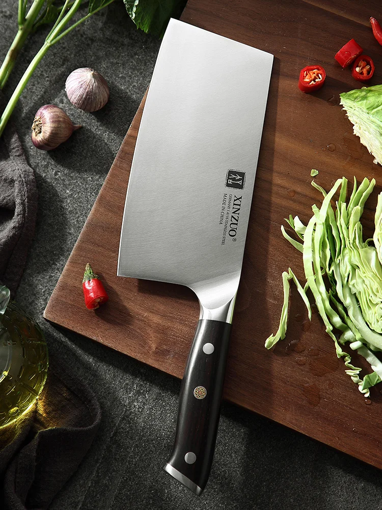 High Quality German 1.4116 Steel Kitchen Cleaver Knife with Ebony Wood Handle