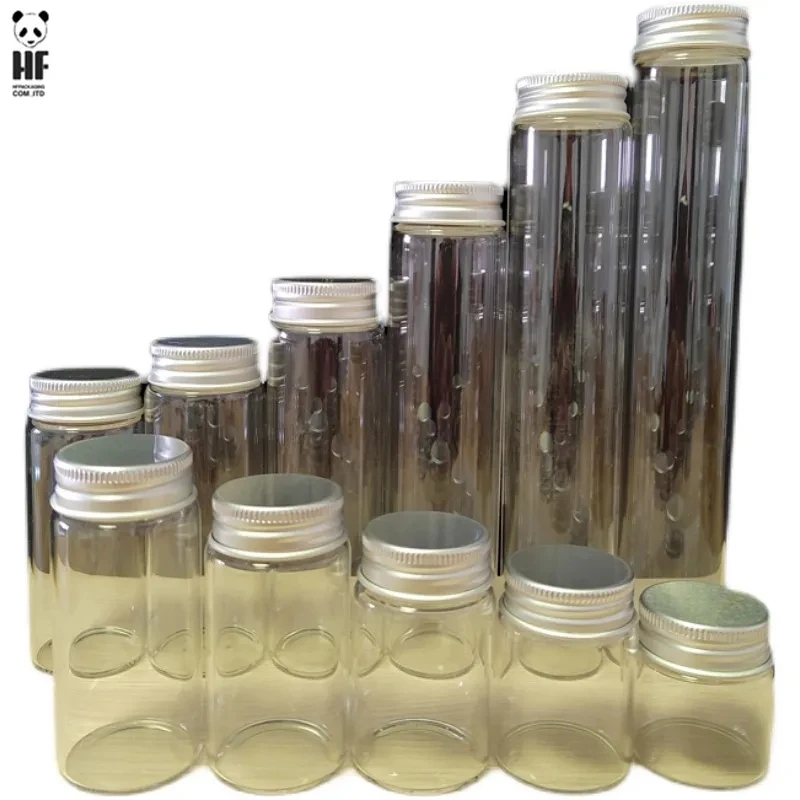 Pharmaceutical glass bottles,clear empty glass bottles with aluminium gold cap and apothecary jar