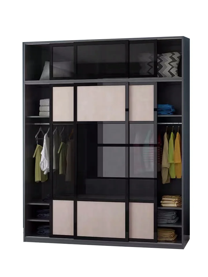 Modern Simple Hotel Home Living Room Bedroom Furniture Sliding Door Storage Closet Wooden Cabinet Wardrobe