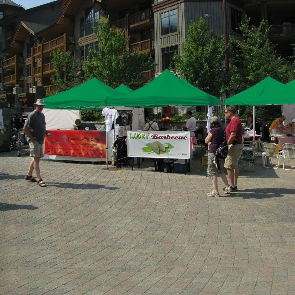 Commercial Grade  Water-Resistant Heavy Duty Polyester Fabric Green Plain Color  10x10 Pop Up Canopy Tent