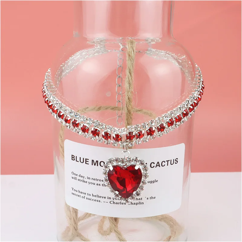 Wholesale pet dog and cat collar Thanksgiving love pendant three row diamond necklace collar