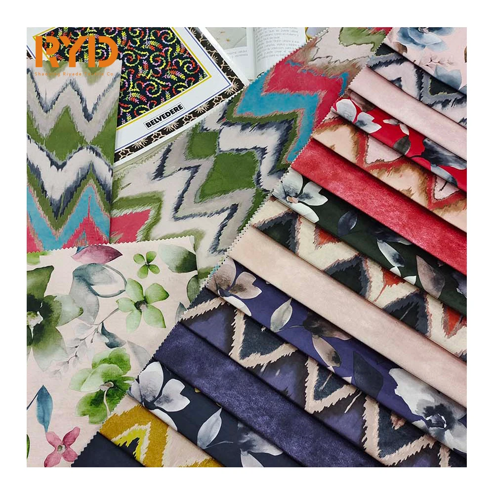 2022  New Arrival Soft Printing Flower Custom Velvet Polyester Fabric 0225-10