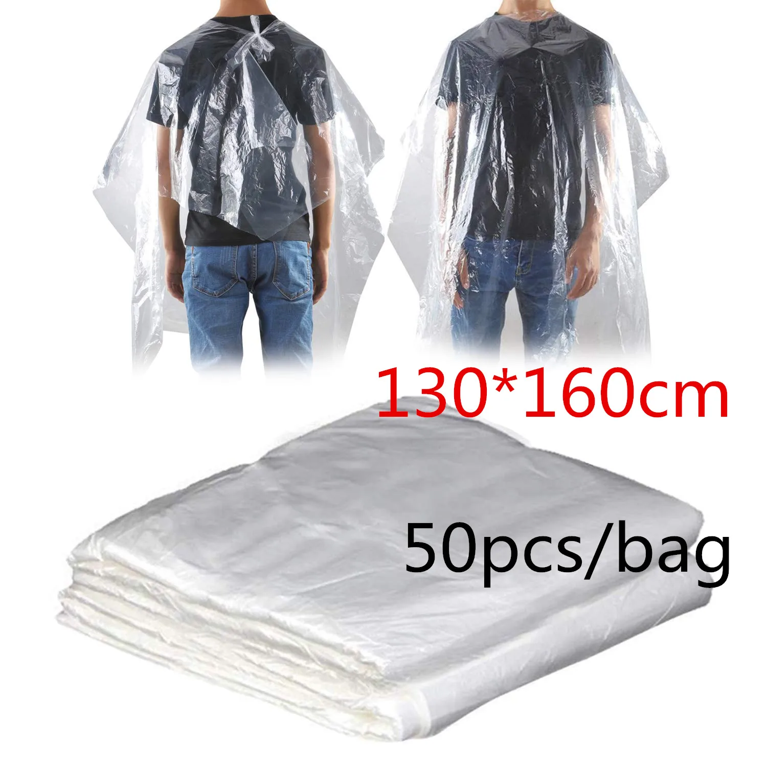 
130*160cm Professional Barber Cape Waterproof Disposable Hair Salon Capes Washing Pads Shampoo Cape (50PC) 