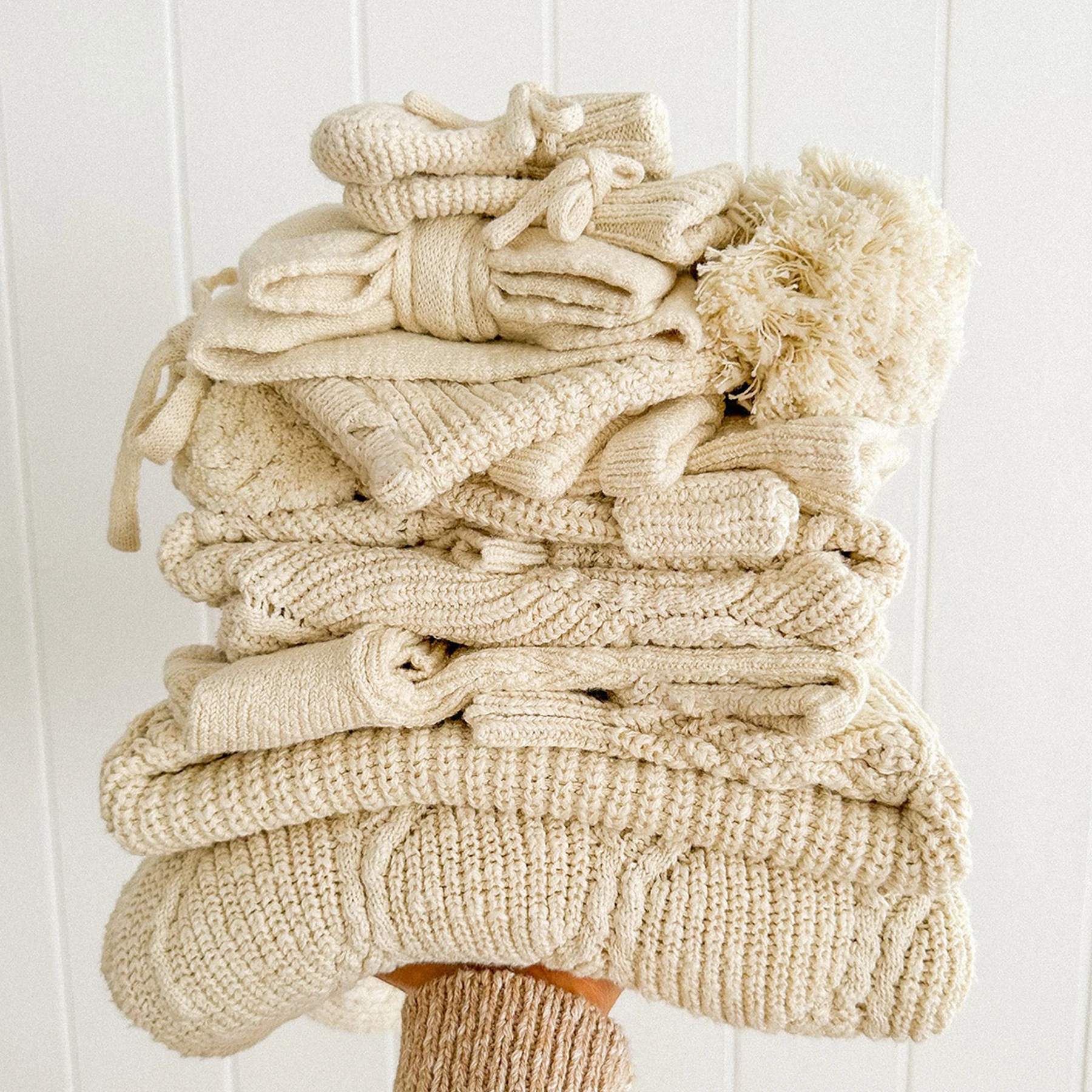 Fate Baby Knitted Set pullover long Chunky Baby Knit Sweater Newborn Beanie Kids Knitwear Pants Winter Clothes Booties Sets
