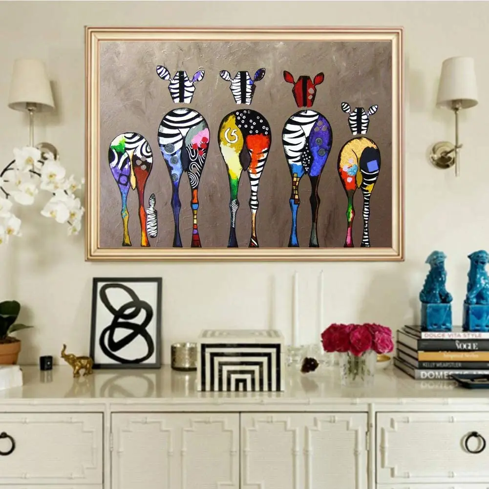 Colorful Zebra 5D DIY Full Drill Diamond Painting Paint Round Rhinestone with Peinture Au Diamant Decor Animal Zebra 1 Piece