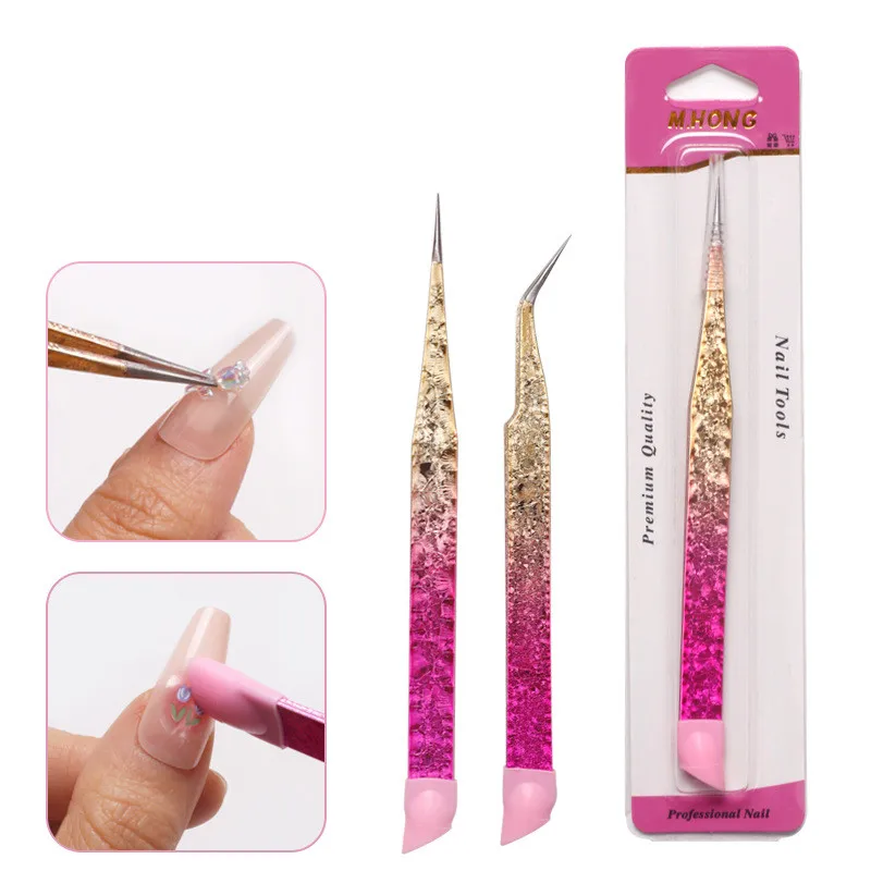 Stainless steel elbow straight multifunctional double-headed nail tweezers