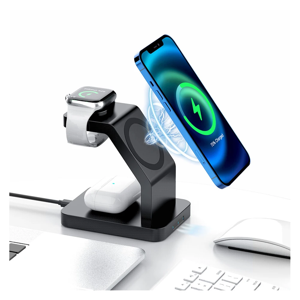 Latest Technology 3 in 1 Fast Charge Magnet Charger Qi Magnetic Wireless Charger