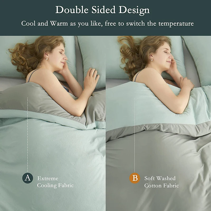 Комплект пододеяльника из 4 предметов всесезонный мягкий двухсторонний теплый охлаждающий постельного белья микрофибры с эффектом