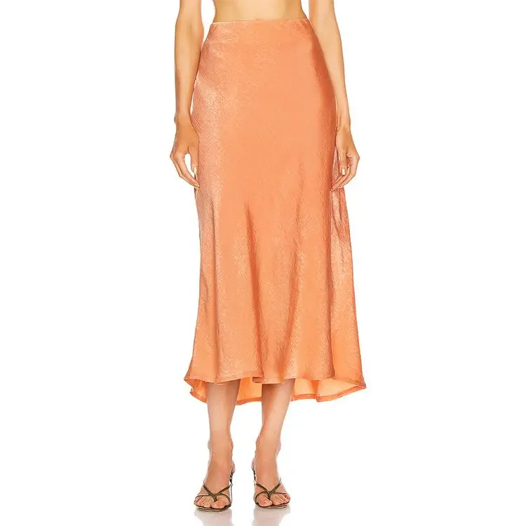 OEM custom women print skirts new design solid color plus size satin skirts