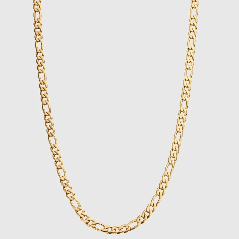 Tzti Jewelry Hip Hop Jewelry Custom Size Wholesale Stackable Gold Plated Figaro Chain Link Necklace