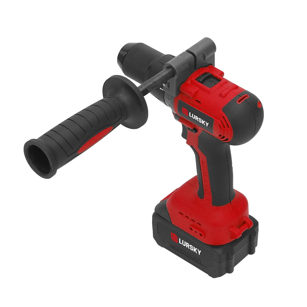 LURSKY powerful 2pcs 4.0Ah Battery cordless drill power hand impact drill driver drilling machine