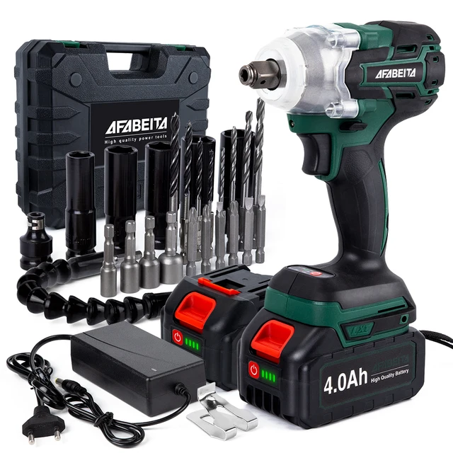 Cordless Electric Impact Wrench 1/2 inch Brushless High Torque Gun 4.0Ah Battery Power Wrench for Car Home