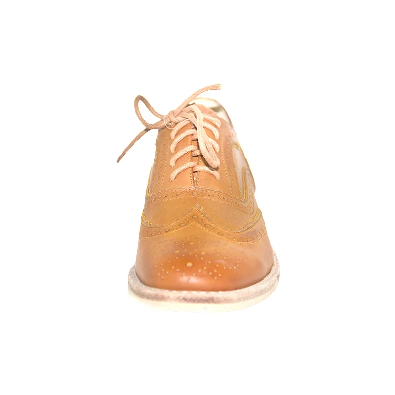China Factory Handmade classical high quality calf leather upper lace-up women pump shoes