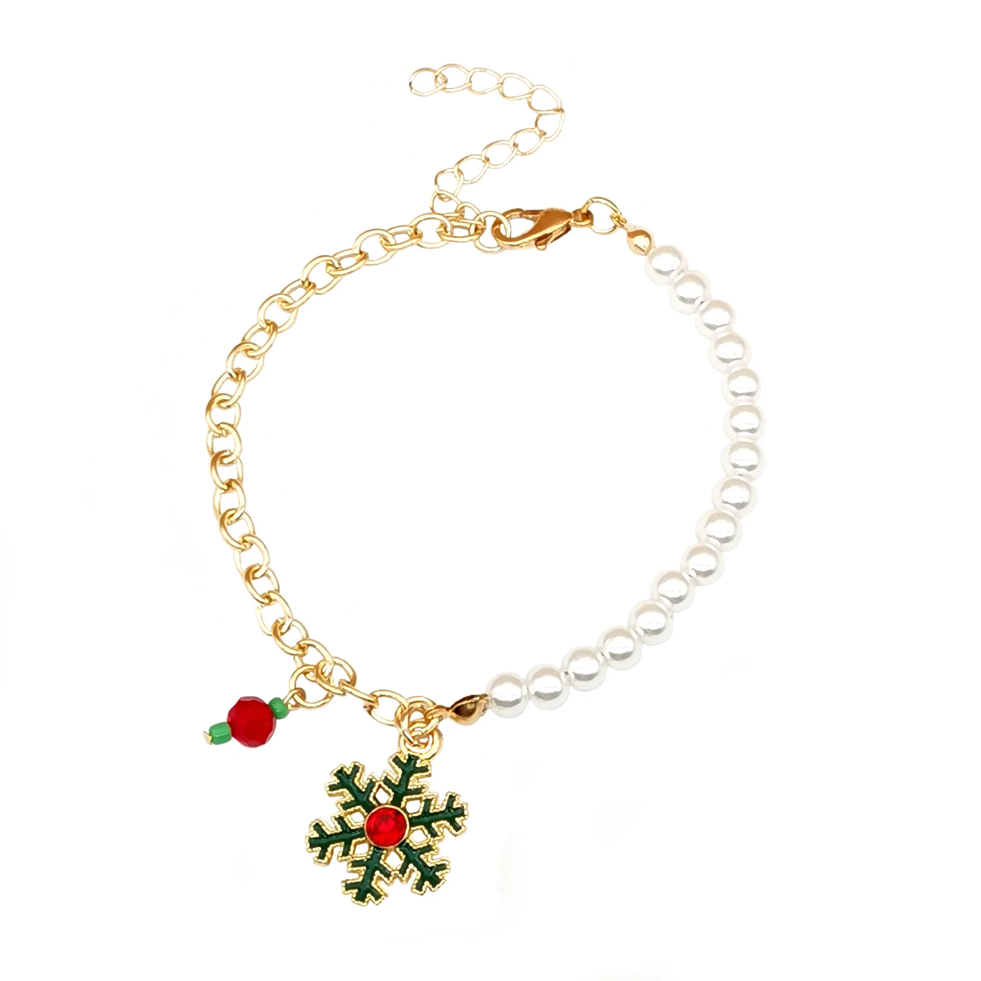 JETSHARK Christmas gifts Jewelry pearl bracelet Santa Claus Snowflake Elk Christmas Tree Sock Bracelet Christmas Bracelet